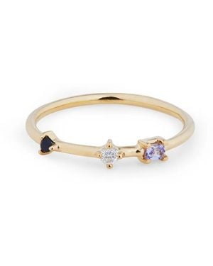 Otiumberg 9Kt Three Stone Bamboo Gelbgoldring Mit Diamant - Weiß