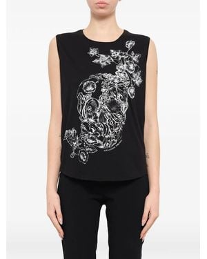 McQueen Life Skull-Print Sleeveless Top - Black