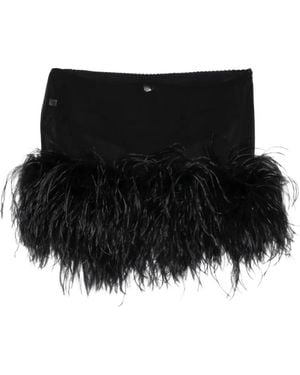 The Attico Feather-Trim Mini Skirt - Black