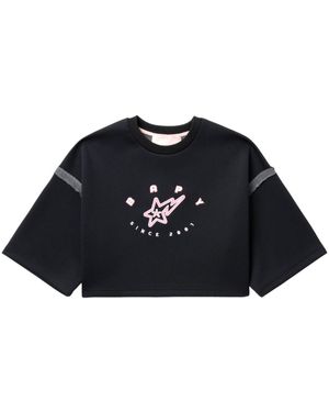 BAPY BY *A BATHING APE® Logo-Embroidered Cropped T-Shirt - Black