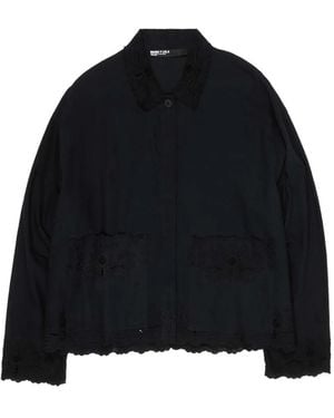 Bimba Y Lola Floral-Embroidered Scalloped-Edge Jacket - Blue