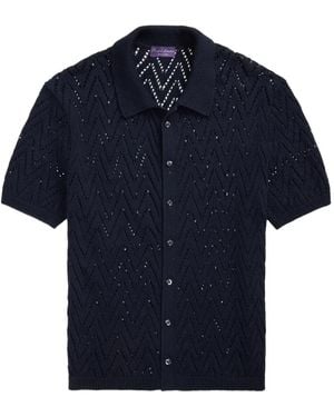 Ralph Lauren Zigzag-Knitted Short-Sleeve Shirt - Blue