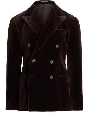 Ralph Lauren Velvet Double-Breasted Blazer - Black