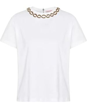 Valentino Garavani Bead-Trim Crew-Neck T-Shirt - White