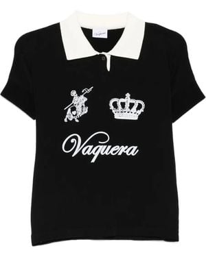 VAQUERA Crown-Embellished Polo Shirt - Black