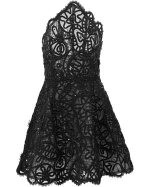 Carolina Herrera Abito Corto Con Ricamo - Nero