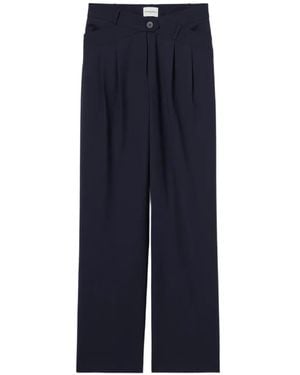 Claudie Pierlot Pleated Straight-Leg Trousers - Blue