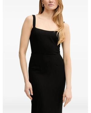 Guess Square-Neck Flounced Midi Dress - Black