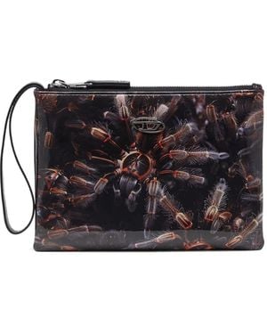 DIESEL Tarantula-Print Wristlet Pouch - Black