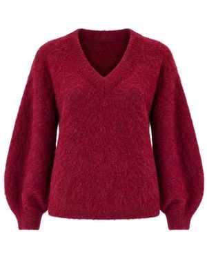 Liu Jo V-Neck Brushed-Knit Jumper - Red