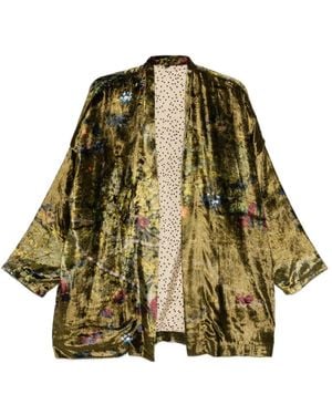 Yavi Floral Velvet Jacket - Green