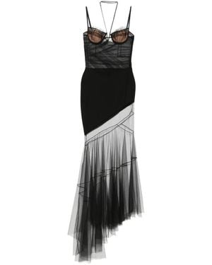 Nensi Dojaka Asymmetric Draped Bra Dress - Black