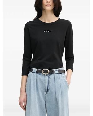 Joop! Bead-Embellished Three-Quarter Sleeve T-Shirt - Black