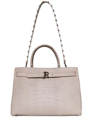 John Richmond Croc-Effect Stud-Embellished Tote Bag - Natural
