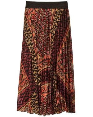 Ba&sh Olgia Geometric-Print Pleated Skirt - Brown