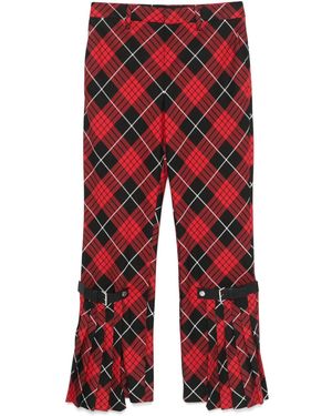 Jean Paul Gaultier Plaid Cropped Buckle Pants - Red