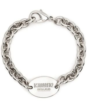 DSquared² Logo-Engraved Chain-Link Id Bracelet - Metallic