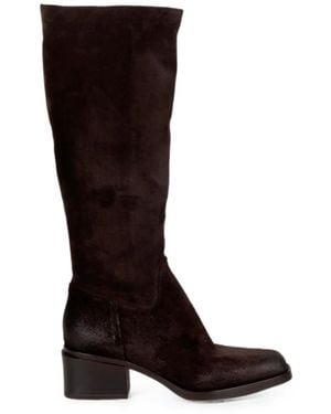 Elena Iachi Suede Knee-High Boots - Black