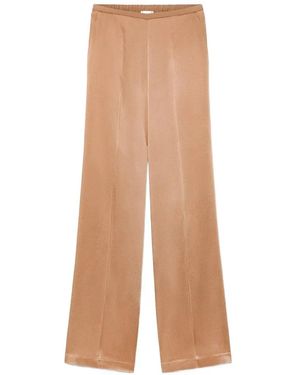 forte_forte Satin-Finish Wide-Leg Trousers - Natural