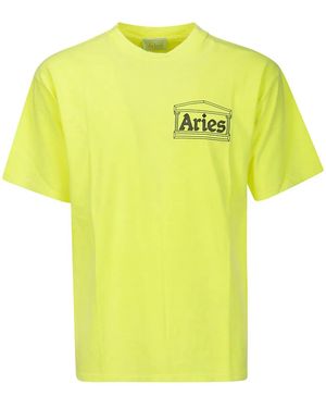 Aries Logo-Print Cotton T-Shirt - Yellow