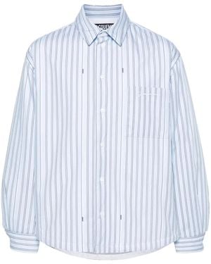 Jacquemus Chemise Striped-pattern Relaxed-fit Cotton-poplin Shirt - Blue
