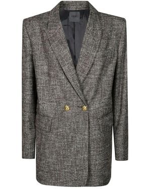 Pinko Double-Breasted Flannel Blazer - Grey