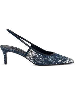 Philipp Plein Monogram Strass Heeled Court Shoes - Blue