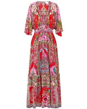 CAMILLA Gerüschtes Heirloom Empire Maxikleid - Rot