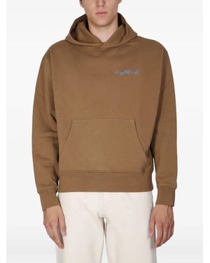 sunflower Hooded Kangaroo-Pocket Hoodie - Brown