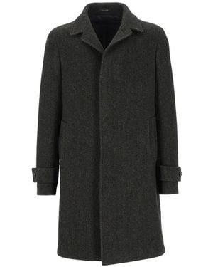 Al Duca d'Aosta Duke Herringbone-Pattern Wool Coat - Black