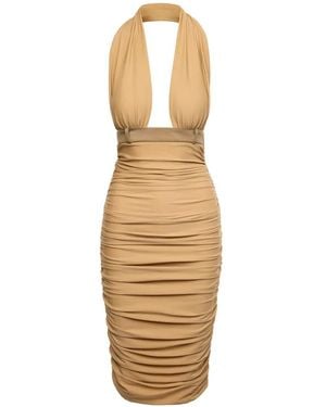 MEDEA Ruched Halterneck Midi Dress - White