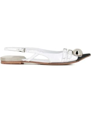 Dove Nuotano Gli Squali Ballerine Con Cinturino Posteriore E Decorazione - Bianco