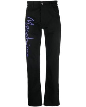 Moschino Tailored Logo-Print Trousers - Black