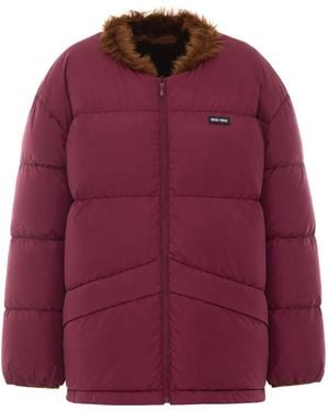 Miu Miu Reversible Technical-Fabric And Shearling Down Jacket - Red