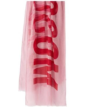 Moschino Logo-Print Wool Scarf - Rouge