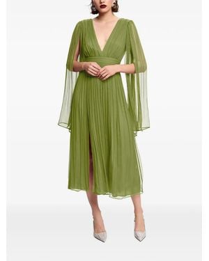 Framboise Pleated Silk Midi Dress - Green
