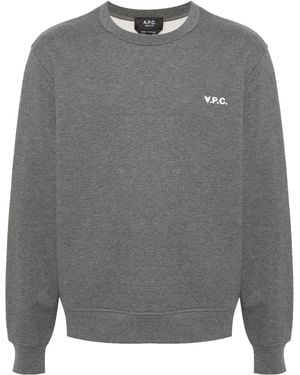 A.P.C. Flocked-Logo Sweatshirt - Grey