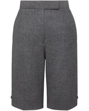 Thom Browne Solid Wool Flannel Bermuda Shorts - Grey
