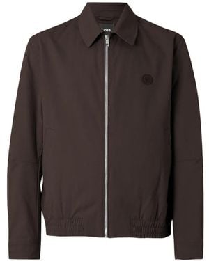 BOSS Zip-Up Shirt Jacket - Brown