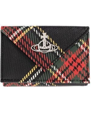 Vivienne Westwood Orb-Embellished Plaid Wallet - Red