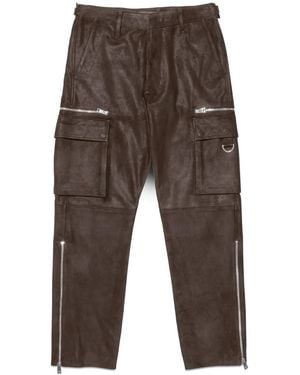 Purple Brand Straight-Leg Suede Cargo Trousers - Grey