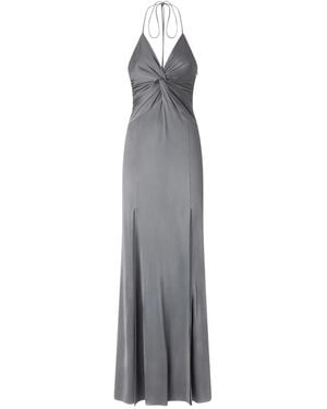 Pinko Long Slip Dress With Front Knot - White