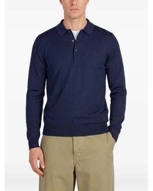 John Smedley Belper Wool Polo Shirt - Blue