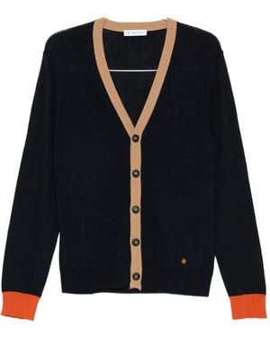 Manuel Ritz Contrast-trim Wool-blend Cardigan - ブルー
