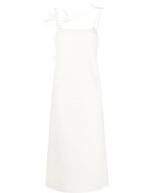 Jil Sander Feather-Trim Slip Dress - White
