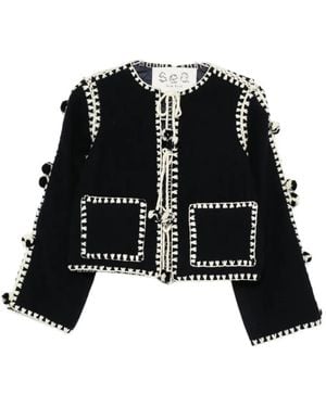Sea Addison Crochet-pompom Jacket - ブラック