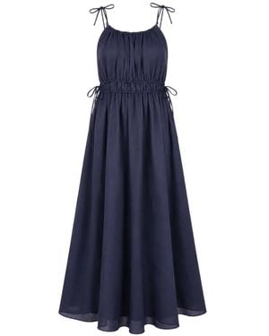 Pharaoh Cecelia Tie-Fastening Flared Maxi Dress - Blue