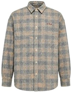 MC2 Saint Barth X Peanuts Lully Wool-Blend Flannel Shirt With Snoopy Embroidery - Grey