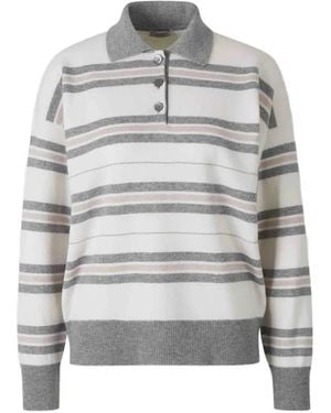 Peserico Stripe-Pattern Polo Shirt - Gray