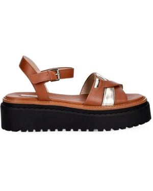 Liu Jo Leather Platform Sandals - Brown